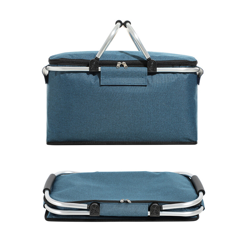 Izolēts piknika grozs Pārnēsājami saliekami pārtikas preču maisiņi Necaurlaidīgs aukstummaisu grozs ar rokturi Liela ietilpība kempinga ceļojumi