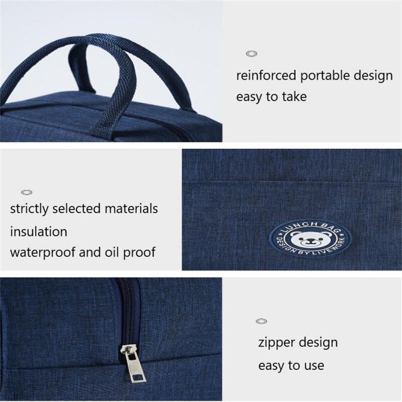 Prenosná pracovná obedová taška, izolovaná vodotesná kempingová taška, vonkajšia termálna taška, hliníková fólia, zahustená chladiaca taška