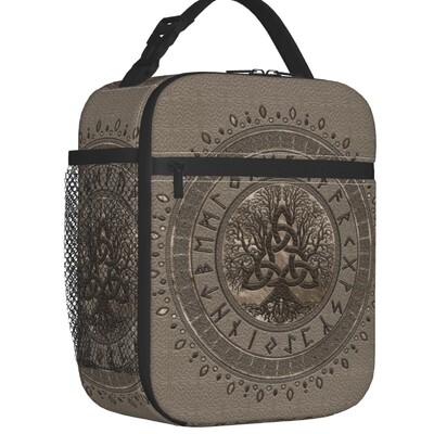 Izolované obedové tašky Vegvisir a Strom života Yggdrasil na kempovanie a cestovanie, Vikingský kompas, termálny chladiaci obedár pre ženy a deti