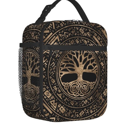 Izolované obedové tašky Vegvisir a Strom života Yggdrasil na kempovanie a cestovanie, Vikingský kompas, termálny chladiaci obedár pre ženy a deti