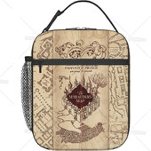 Smėlio spalvos žemėlapio izoliuotas pietų krepšys vyrams/moterims Daugkartiniai ir nešiojami aušintuvai, skirti biuro darbui, pikniko žygių mokyklai