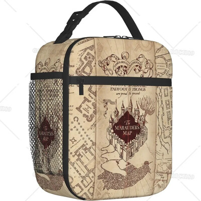 Smėlio spalvos žemėlapio izoliuotas pietų krepšys vyrams/moterims Daugkartiniai ir nešiojami aušintuvai, skirti biuro darbui, pikniko žygių mokyklai