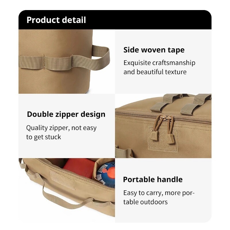 Lauko stovyklavietės dujų bako laikymo krepšys, didelės talpos susmulkintų nagų įrankių maišelis Dujų balionėlis iškylai virtuvės reikmenų rinkinio krepšys