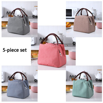 Naujas Stripes pietų krepšys moterims Izoterminis maišelis Supakuotas Maisto Termo maišeliai Termo maišelis Vaikų pietų krepšys Šaldytuvo krepšys