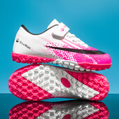 Originálne dievčenské futbalové topánky pre chlapcov, červené futbalové topánky, detská obuv, mládežnícke baseballové kopačky, futsal, tréningové, na umelý trávnik, suchý zips