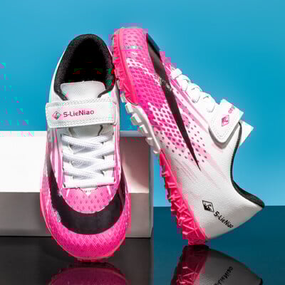 Originálne dievčenské futbalové topánky pre chlapcov, červené futbalové topánky, detská obuv, mládežnícke baseballové kopačky, futsal, tréningové, na umelý trávnik, suchý zips