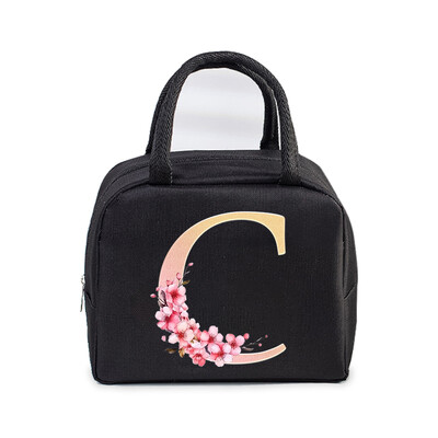 Sakura 26 Alphabet izolovaná obedárová taška pre ženy mužov, nepriepustná termálna chladiaca obedárová taška pre deti, školu, tínedžer, piknikové jedlo