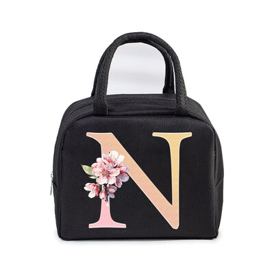 Sakura 26 Alphabet izolovaná obedárová taška pre ženy mužov, nepriepustná termálna chladiaca obedárová taška pre deti, školu, tínedžer, piknikové jedlo