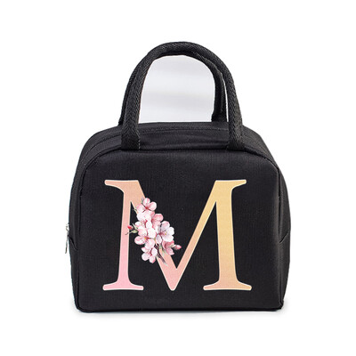 Sakura 26 Alphabet izolovaná obedárová taška pre ženy mužov, nepriepustná termálna chladiaca obedárová taška pre deti, školu, tínedžer, piknikové jedlo