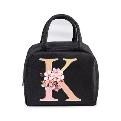 Sakura 26 Alphabet izolovaná obedárová taška pre ženy mužov, nepriepustná termálna chladiaca obedárová taška pre deti, školu, tínedžer, piknikové jedlo