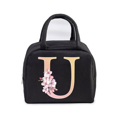 Sakura 26 Alphabet izolovaná obedárová taška pre ženy mužov, nepriepustná termálna chladiaca obedárová taška pre deti, školu, tínedžer, piknikové jedlo