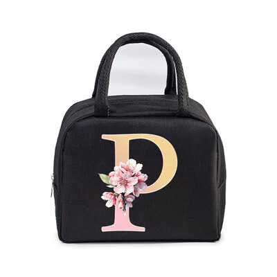 Sakura 26 Alphabet izolovaná obedárová taška pre ženy mužov, nepriepustná termálna chladiaca obedárová taška pre deti, školu, tínedžer, piknikové jedlo