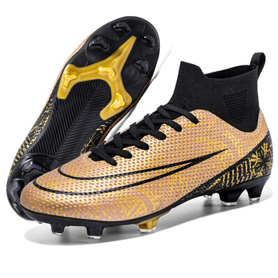 Futbolo batai vyrams Auksiniai, šviesūs, aukšti kulkšnies, vejos futbolo batai vaikams berniukams originalūs neslystantys vidaus treniruočių futbolo sportbačiai