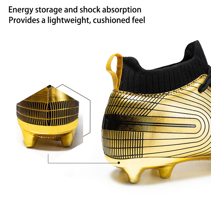 Futbolo batai vyrams Auksiniai, šviesūs, aukšti kulkšnies, vejos futbolo batai vaikams berniukams originalūs neslystantys vidaus treniruočių futbolo sportbačiai