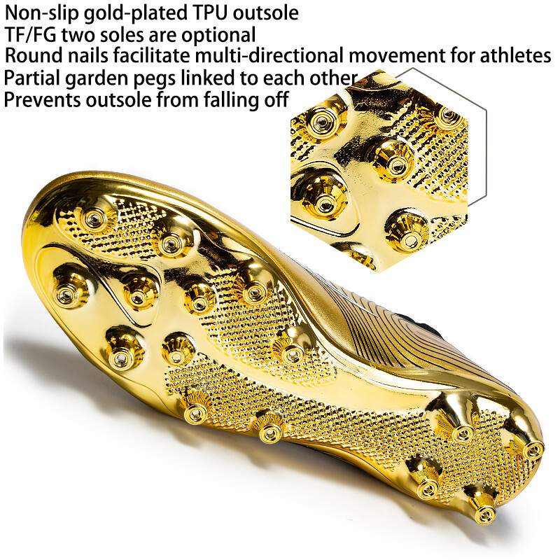 Futbolo batai vyrams Auksiniai, šviesūs, aukšti kulkšnies, vejos futbolo batai vaikams berniukams originalūs neslystantys vidaus treniruočių futbolo sportbačiai