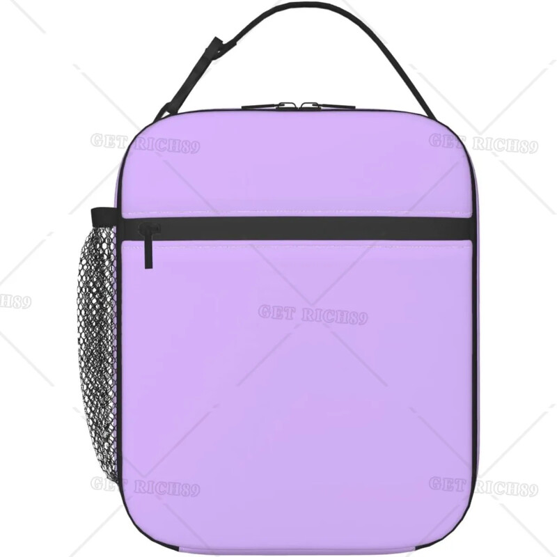 Svetlo fialová jednofarebná izolovaná farebná obedárová taška pre tínedžerov, deti, chlapcov, dievčatá, ženy, školu, prácu, kanceláriu, domácnosť, opakovane použiteľná obedárová krabička
