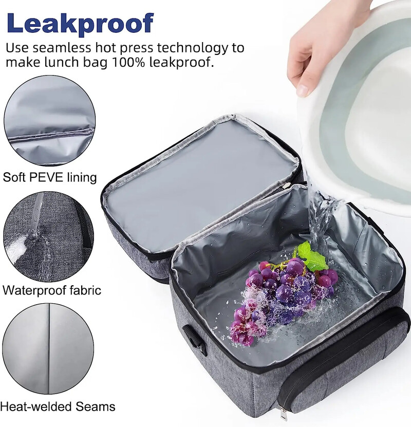 Pārnēsājama termiskā pusdienu soma piknika pārtikas dzesēšanas somas izolēts korpuss Izturīgs ūdensizturīgs biroja pusdienu somas plecu siksnas dzesēšanas kaste