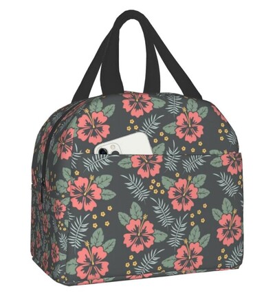 Torba za ručak s cvijetom havajskog hibiskusa za žene, muškarce, djecu, kutija za ručak, izolirana posuda za ručak, torba za uredski rad, školski piknik