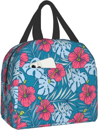 Torba za ručak s cvijetom havajskog hibiskusa za žene, muškarce, djecu, kutija za ručak, izolirana posuda za ručak, torba za uredski rad, školski piknik