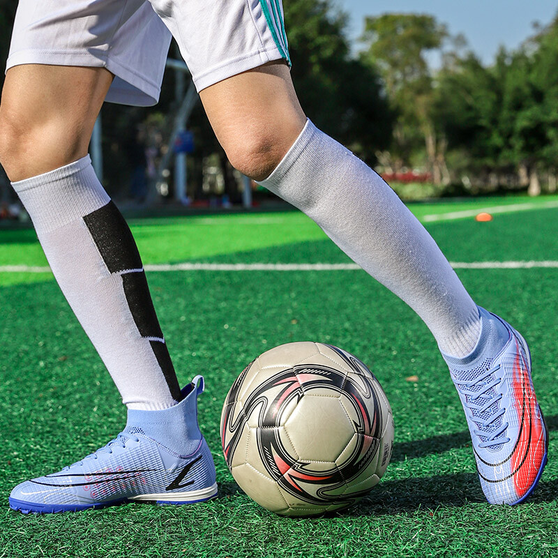 LiXingMing Futbola apavi vīriešiem Augsti pārdod pusaudžu studentiem āra treniņiem Futbola zābaki Bērnu futbola kedas 32-46#