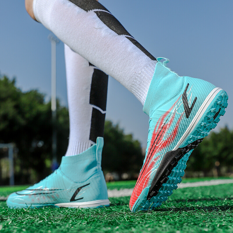 LiXingMing Futbola apavi vīriešiem Augsti pārdod pusaudžu studentiem āra treniņiem Futbola zābaki Bērnu futbola kedas 32-46#