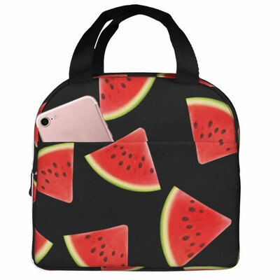 Kreslená melón, čerešňa a ananás, opakovane použiteľná obedárová taška, izolovaná prenosná obedárová krabička, opakovane použiteľné termálne chladiace tašky Bento Tote