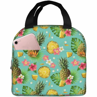 Kreslená melón, čerešňa a ananás, opakovane použiteľná obedárová taška, izolovaná prenosná obedárová krabička, opakovane použiteľné termálne chladiace tašky Bento Tote