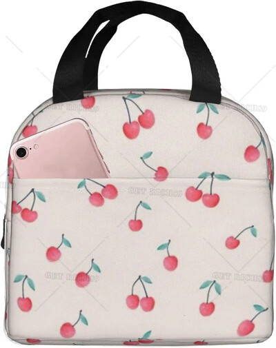 Kreslená melón, čerešňa a ananás, opakovane použiteľná obedárová taška, izolovaná prenosná obedárová krabička, opakovane použiteľné termálne chladiace tašky Bento Tote