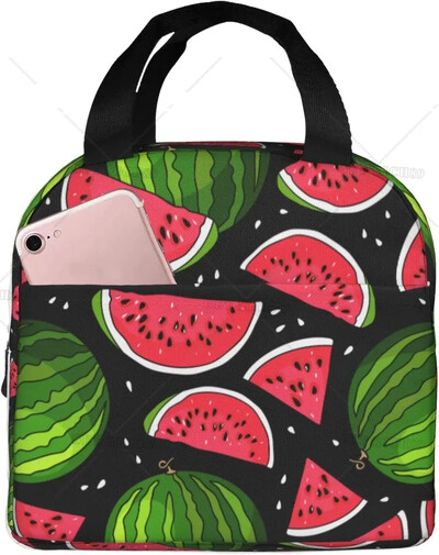 Kreslená melón, čerešňa a ananás, opakovane použiteľná obedárová taška, izolovaná prenosná obedárová krabička, opakovane použiteľné termálne chladiace tašky Bento Tote