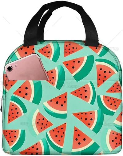 Kreslená melón, čerešňa a ananás, opakovane použiteľná obedárová taška, izolovaná prenosná obedárová krabička, opakovane použiteľné termálne chladiace tašky Bento Tote