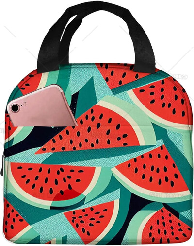 Kreslená melón, čerešňa a ananás, opakovane použiteľná obedárová taška, izolovaná prenosná obedárová krabička, opakovane použiteľné termálne chladiace tašky Bento Tote