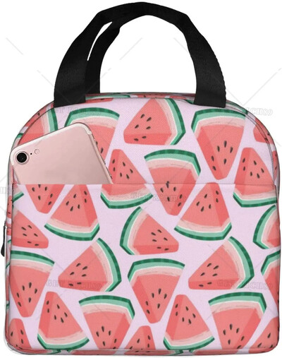 Kreslená melón, čerešňa a ananás, opakovane použiteľná obedárová taška, izolovaná prenosná obedárová krabička, opakovane použiteľné termálne chladiace tašky Bento Tote