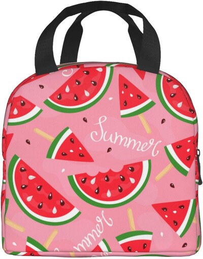 Kreslená melón, čerešňa a ananás, opakovane použiteľná obedárová taška, izolovaná prenosná obedárová krabička, opakovane použiteľné termálne chladiace tašky Bento Tote