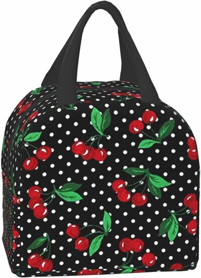 Kreslená melón, čerešňa a ananás, opakovane použiteľná obedárová taška, izolovaná prenosná obedárová krabička, opakovane použiteľné termálne chladiace tašky Bento Tote