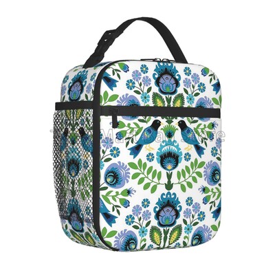 Krāsains meksikāņu ziedu pusdienu kastīte atkārtoti lietojama pusdienu soma Work Bento dzesētājs atkārtoti lietojama piknika kastes, izolēts konteiners piknikam