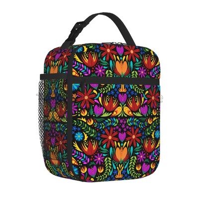 Krāsains meksikāņu ziedu pusdienu kastīte atkārtoti lietojama pusdienu soma Work Bento dzesētājs atkārtoti lietojama piknika kastes, izolēts konteiners piknikam
