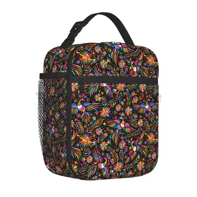 Krāsains meksikāņu ziedu pusdienu kastīte atkārtoti lietojama pusdienu soma Work Bento dzesētājs atkārtoti lietojama piknika kastes, izolēts konteiners piknikam