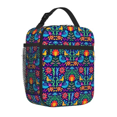 Krāsains meksikāņu ziedu pusdienu kastīte atkārtoti lietojama pusdienu soma Work Bento dzesētājs atkārtoti lietojama piknika kastes, izolēts konteiners piknikam