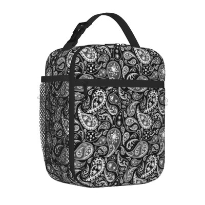 Červeno-čierna Paisley Mandala Obedár Prenosná izolovaná obedárová taška Opakovane použiteľná chladiaca taška pre ženy mužov Práca Piknik Pláž Turistika