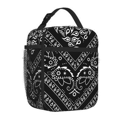 Červeno-čierna Paisley Mandala Obedár Prenosná izolovaná obedárová taška Opakovane použiteľná chladiaca taška pre ženy mužov Práca Piknik Pláž Turistika