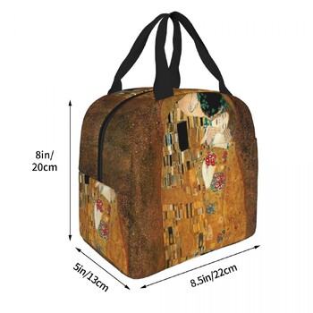 Klimt Kiss Изолирана чанта за обяд Gustav Klimt Freyas Art Meal Container Термочанта Tote Lunch Box Училищен пикник Чанти за съхранение на храна