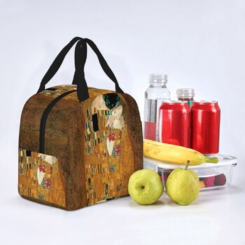 Klimt Kiss Изолирана чанта за обяд Gustav Klimt Freyas Art Meal Container Термочанта Tote Lunch Box Училищен пикник Чанти за съхранение на храна