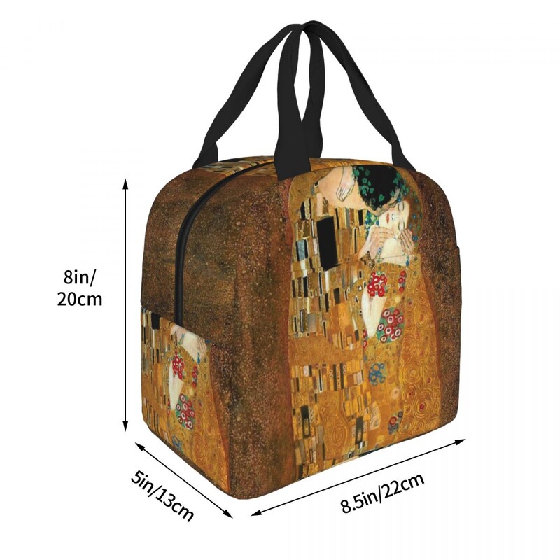 Klimt Kiss izoliuotas pietų krepšys Gustav Klimt Freyas Art Meal Container terminis maišelis Tote Lunch Box Mokyklos iškylų maisto saugojimo krepšiai