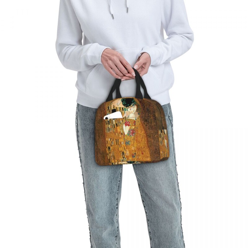 Klimt Kiss izoliuotas pietų krepšys Gustav Klimt Freyas Art Meal Container terminis maišelis Tote Lunch Box Mokyklos iškylų maisto saugojimo krepšiai