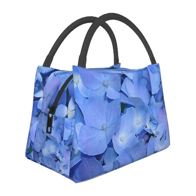 Gražus mėlynų gėlių priešpiečių krepšys, skirtas vaikui su gėlių raštu pietų dėžutė Mielas pikniko aušintuvo krepšys Nešiojami užtrauktuku Oksfordo nešiojami maisto maišeliai