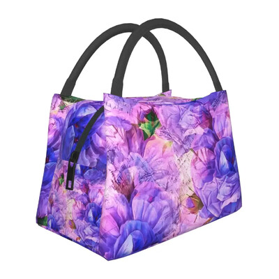 Rožių gėlių raštų pietų krepšys Retro gėlės mokyklinė priešpiečių dėžutė moterims Kasdieniai spausdinti terminiai pietų krepšiai Oksfordo šaltkrepšys