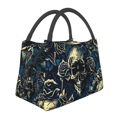 Rožių gėlių raštų pietų krepšys Retro gėlės mokyklinė priešpiečių dėžutė moterims Kasdieniai spausdinti terminiai pietų krepšiai Oksfordo šaltkrepšys