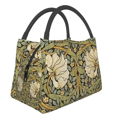 William Morris Anemone izolētas pusdienu somas sievietēm Resuable Indigo Blue un Coral Thermal Cooler pusdienu kastes piknika ceļojumi