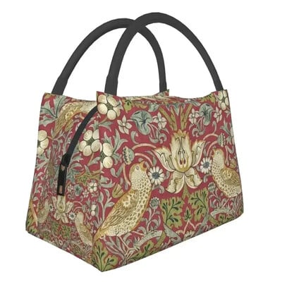 William Morris Anemone izolētas pusdienu somas sievietēm Resuable Indigo Blue un Coral Thermal Cooler pusdienu kastes piknika ceļojumi