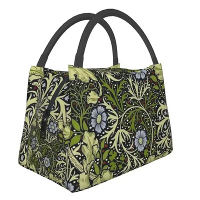 William Morris Anemone izolētas pusdienu somas sievietēm Resuable Indigo Blue un Coral Thermal Cooler pusdienu kastes piknika ceļojumi